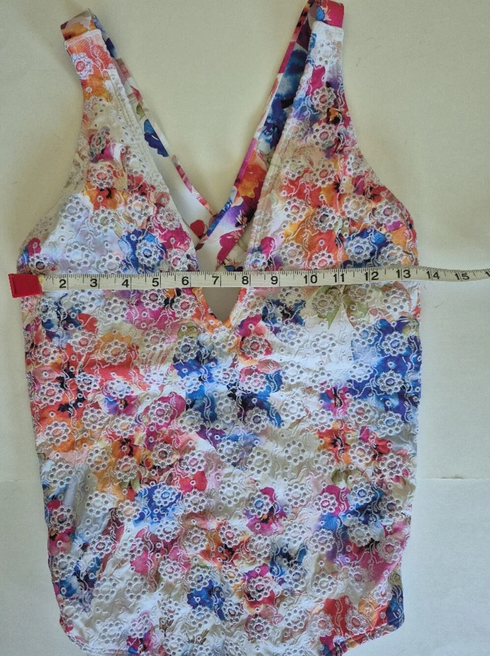 Johnny Was Swimsuit Summer Days Eyelet Crossback One Piece Size M NEW